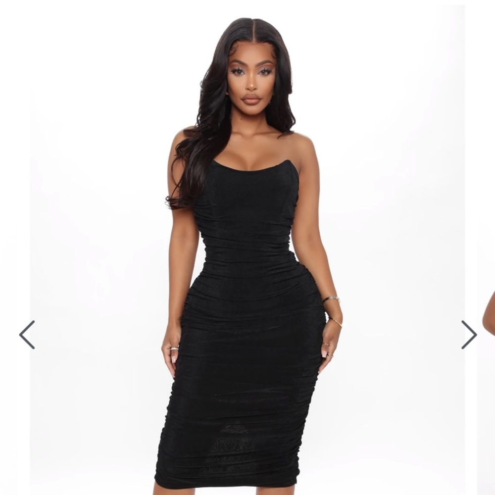 BLACK RUCHED DRESS